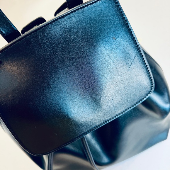 Mansur Gavriel Minimalist Leather Backpack in Black with Red Interior - Picture 8 of 14